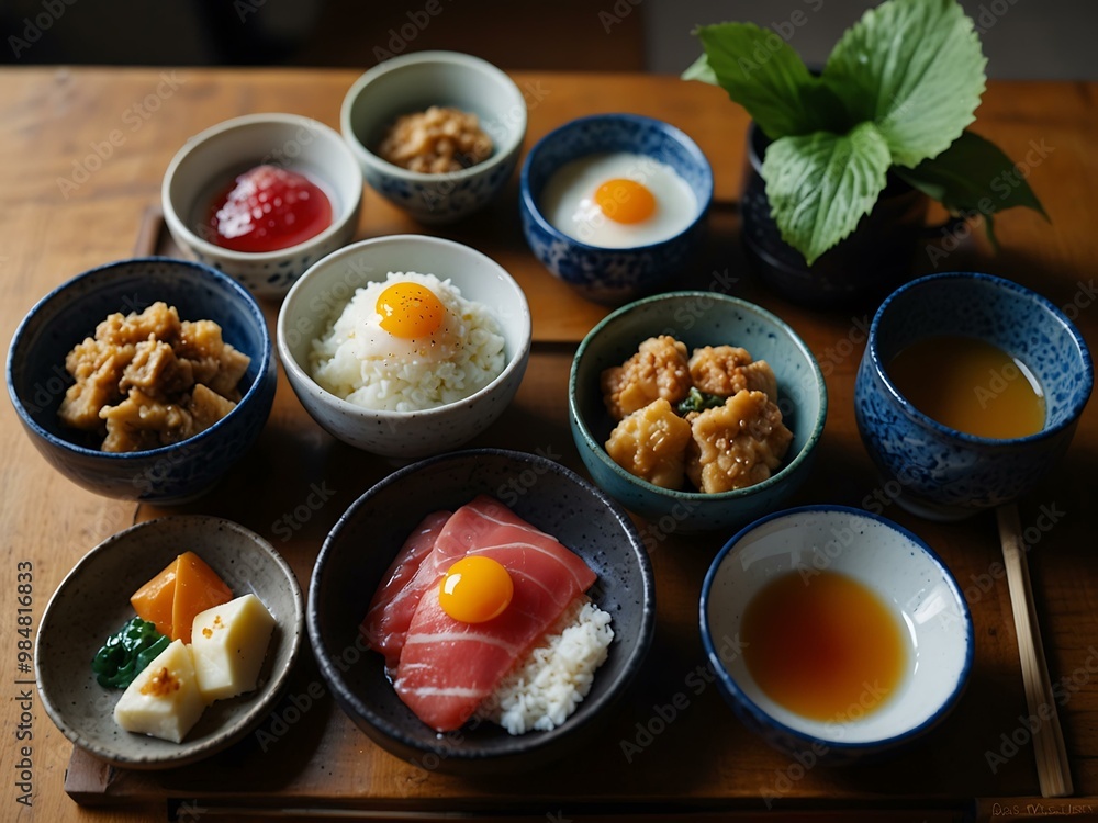 Delicious-looking traditional Japanese breakfast. Delicious-looking traditional Japanese breakfast.