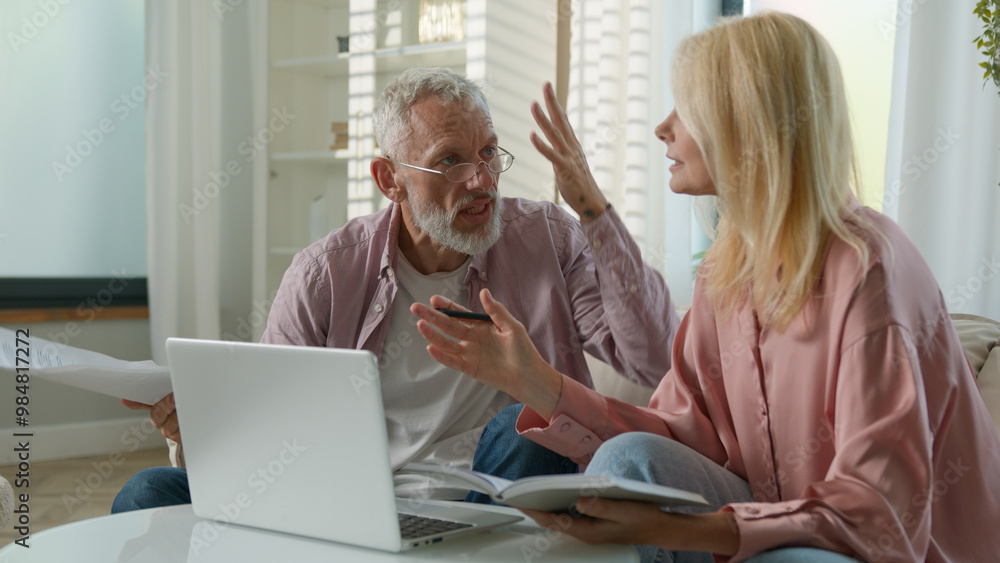 Frustrated old Caucasian couple adult senior woman mature angry man ...