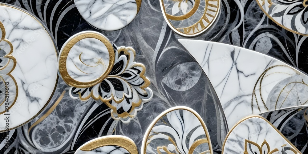 custom made wallpaper toronto digitalA marble surface with endless floral pattern