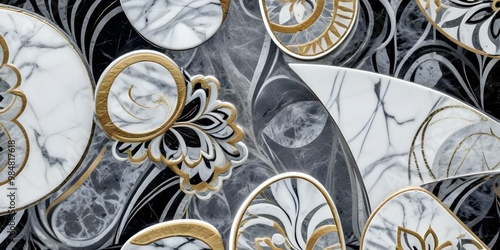 Wallpaper Mural A marble surface with endless floral pattern Torontodigital.ca