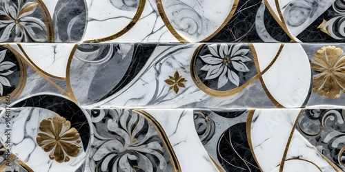 Wallpaper Mural A marble surface with endless floral pattern Torontodigital.ca