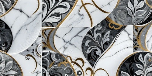 Wallpaper Mural A marble surface with endless floral pattern Torontodigital.ca