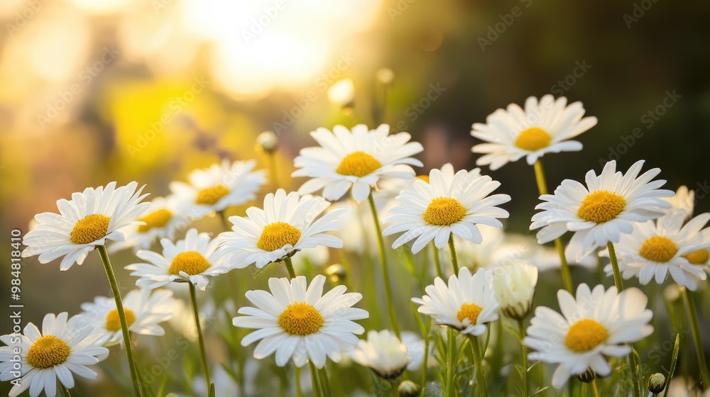 A captivating image of a cluster of daisies with bright white petals and a sunny yellow center, highlighting their simple and cheerful beauty. A captivating image of a cluster of daisies with bright white petals and a sunny yellow center, highlighting their simple and cheerful beauty.