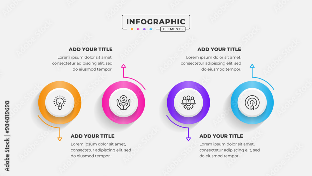 Vector 4 steps business process infographic design template Vector 4 steps business process infographic design template