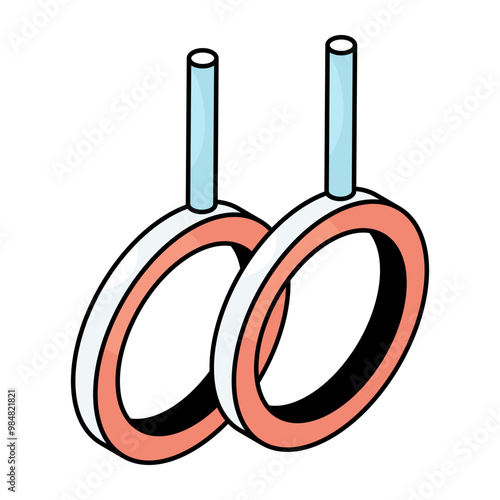 Vector design of gymnastic rings, flat icon