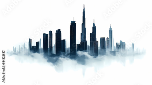 Wallpaper Mural Hi-tech city silhouette at white background. City Skyline. Illustration Torontodigital.ca