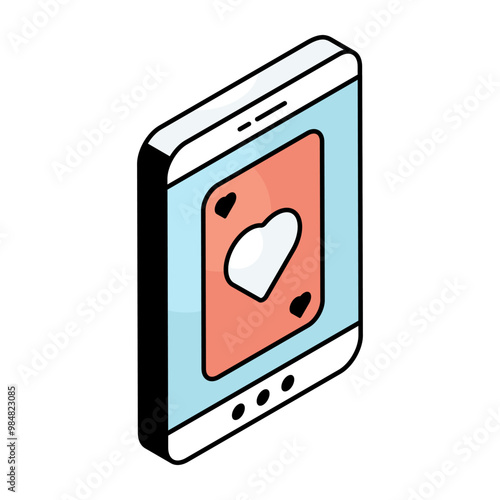 A flat design of mobile poker card icon