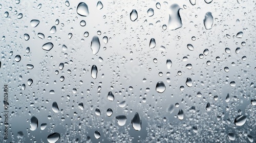 Water droplets on a smooth surface create a tranquil pattern in natural light