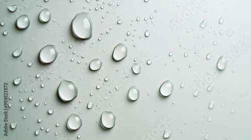 Water droplets on a smooth surface create a tranquil pattern in natural light