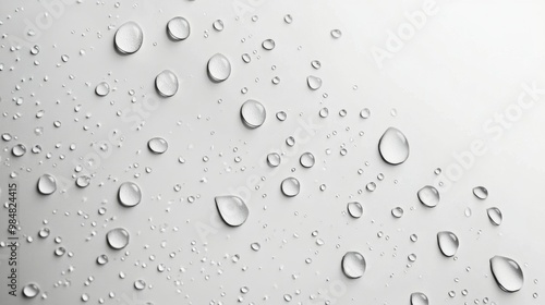 Water droplets on a smooth surface create a tranquil pattern in natural light