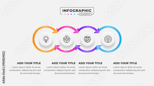 Vector 4 steps business process infographic design template