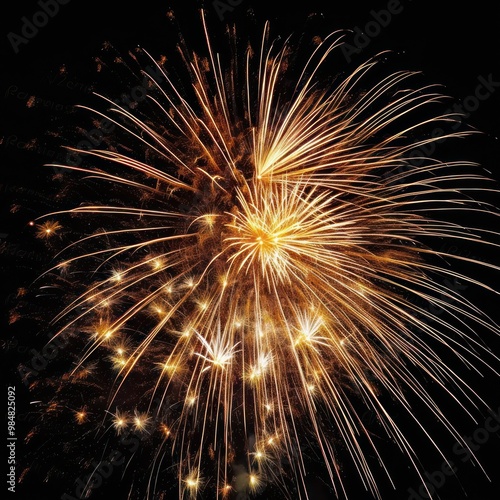 Golden Fireworks Display in the Night Sky