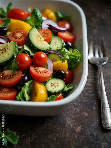 Fresh colorful summer salad with vibrant vegetables