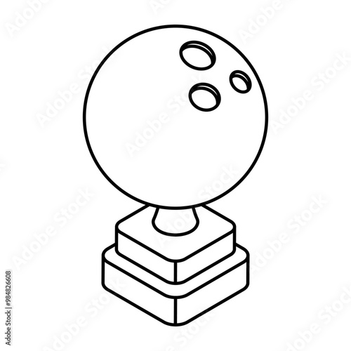 A flat design icon of bowling trophy cup