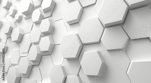 Modern white hexagonal wall design showcased in a contemporary interior space