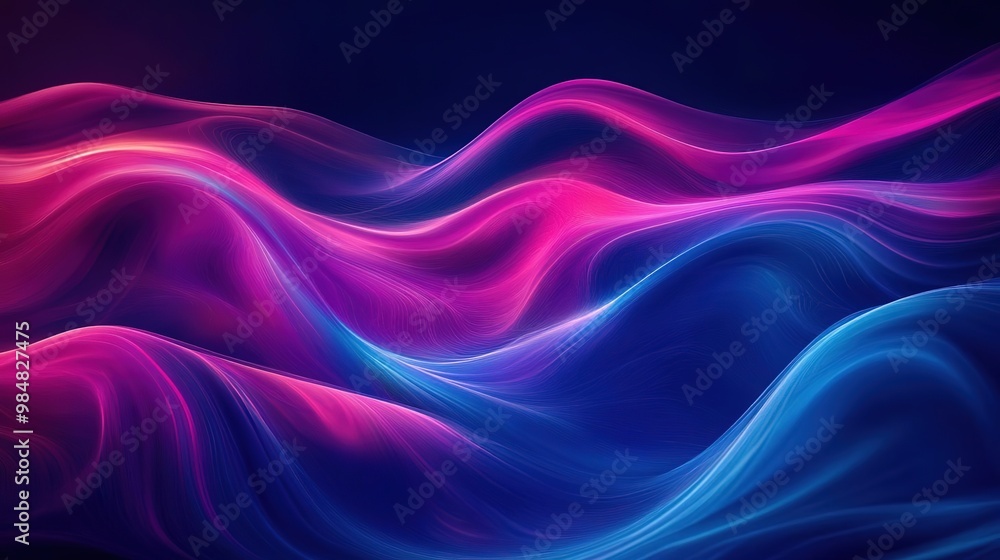 Vibrant abstract waves in pink and blue hues create a mesmerizing visual experience, perfect for artistic and modern design projects.