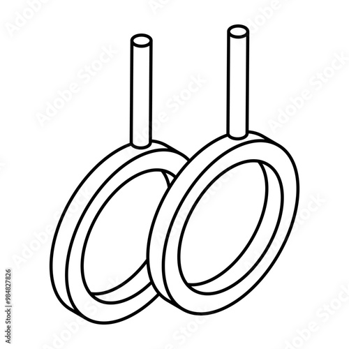 Vector design of gymnastic rings, flat icon