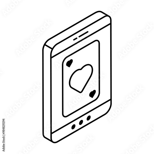 A flat design of mobile poker card icon