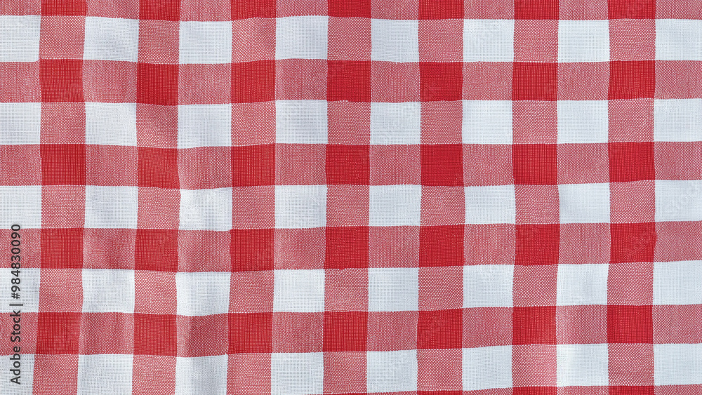 Red and white checkered tablecloth pattern, commonly used for picnics, with a simple, classic design. Red and white checkered tablecloth pattern, commonly used for picnics, with a simple, classic design.