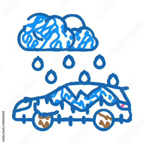 freezing rain disaster doodle icon sketch vector. freezing rain disaster sign. isolated symbol illustration