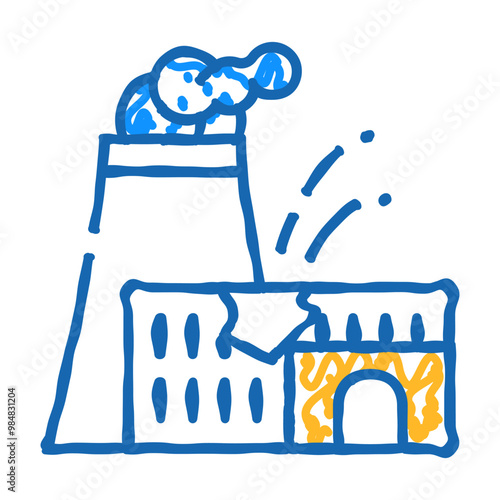 explosion at nuclear power plant disaster doodle icon sketch vector. explosion at nuclear power plant disaster sign. isolated symbol illustration