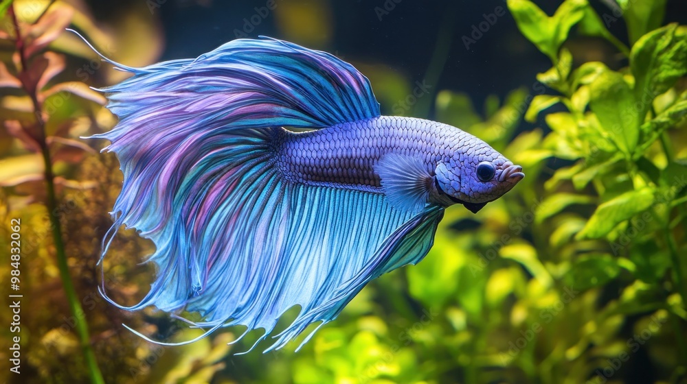 Vibrant Blue Siamese Fighting Fish in Aquarium Vibrant Blue Siamese Fighting Fish in Aquarium