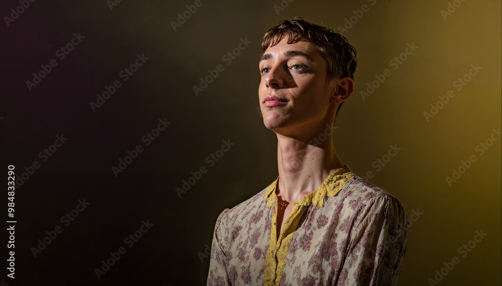 Fototapeta premium Non-binary person, non binary, collage student, gay person