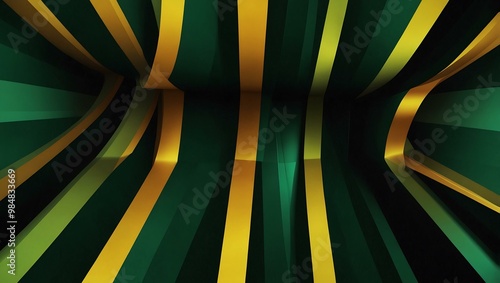 Wallpaper Mural Green and yellow geometric patterns with dynamic light interplay. Torontodigital.ca