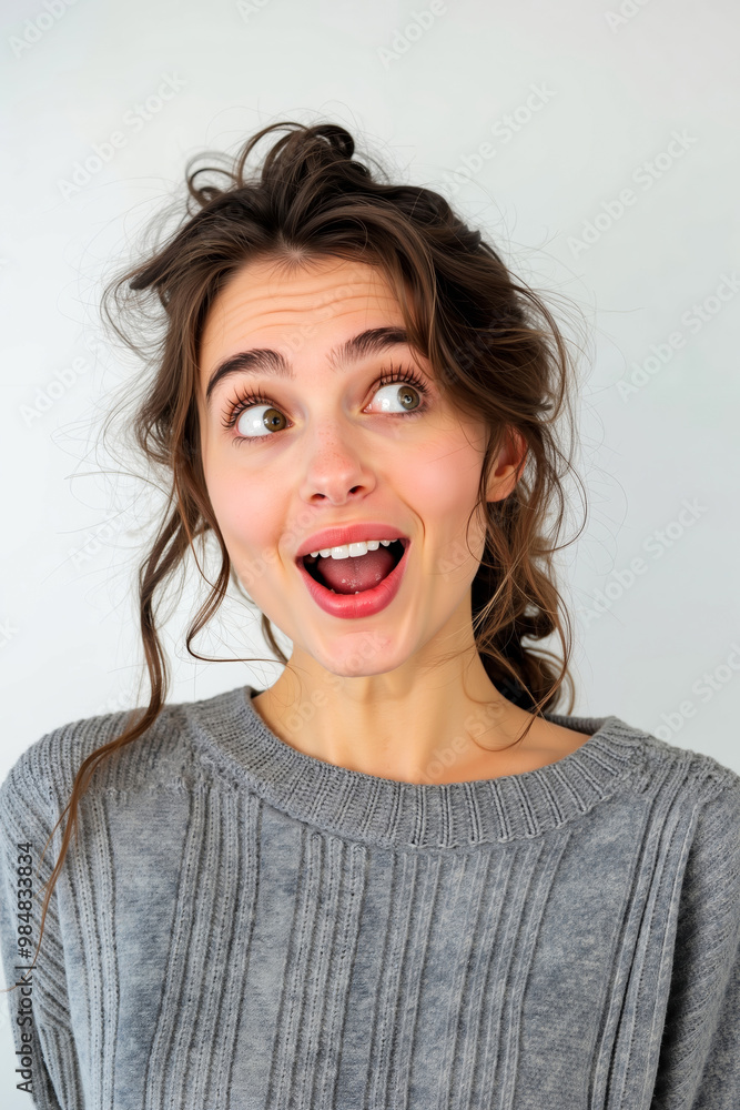 A woman with a surprised look on her face A woman with a surprised look on her face