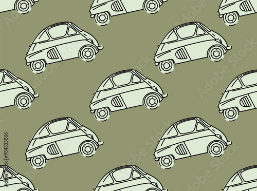 Pattern Automotive, Packaging, Textiles,Wallpaper Aesthetic, Trendy Car Lock Screen, Vector illustrations for apparel prints and other uses. Hand drawn vehicle.