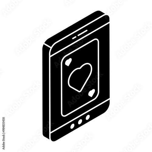 A flat design of mobile poker card icon