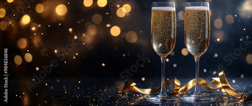 Elegant sparkling drinks in glasses celebrating a festive occasion with golde...