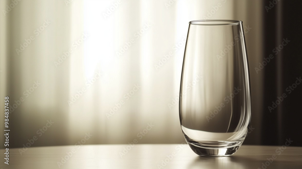 Un bicchiere di vetro trasparente su un tavolo arancione in un contesto minimalista. Eleganza e semplicità in un oggetto essenziale e raffinato. Un bicchiere di vetro trasparente su un tavolo arancione in un contesto minimalista. Eleganza e semplicità in un oggetto essenziale e raffinato.