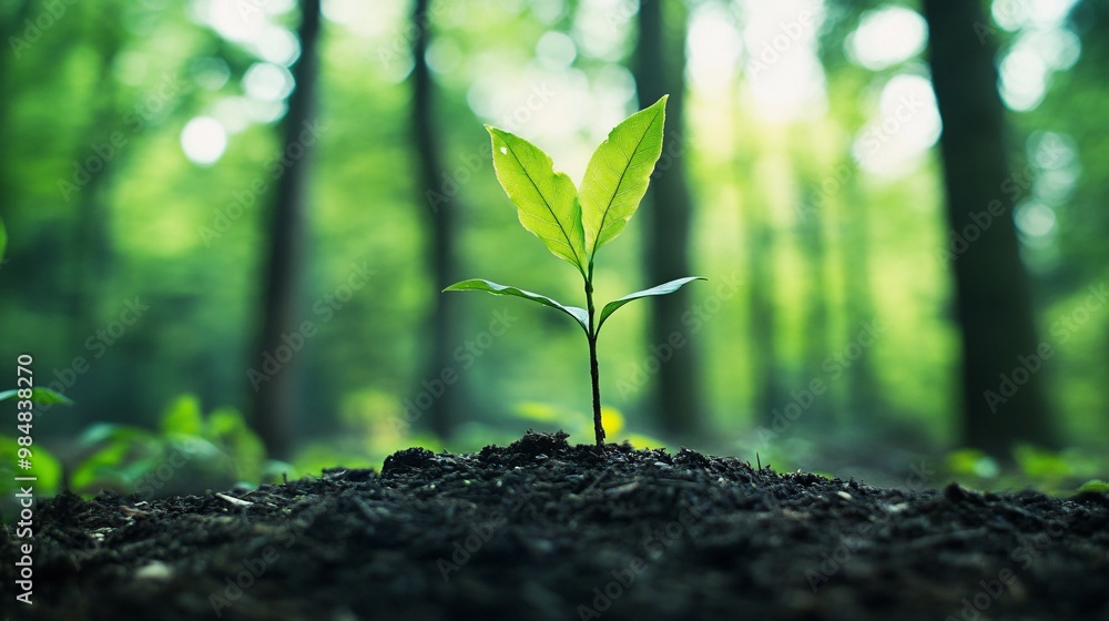 A Young Sapling Emerging from the Forest Floor A Young Sapling Emerging from the Forest Floor