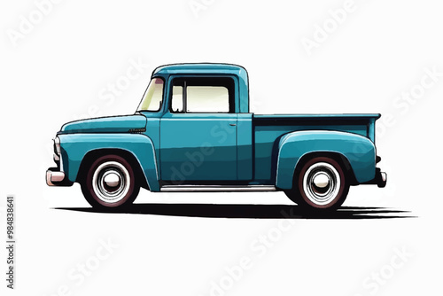 Pickup truck. Vintage pickup truck isolated on white background. Vector Vintage Pickup Truck. Vector illustration.