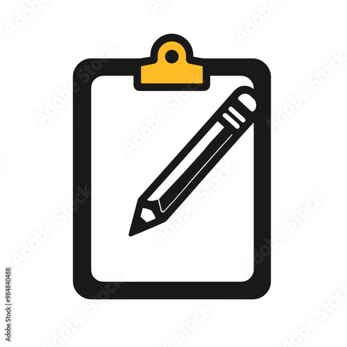 Illustrated clipboard with pencil, symbolizing notes, tasks, and organization.