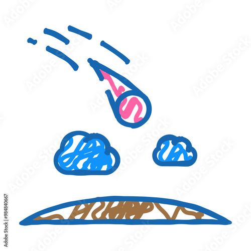 meteor falling disaster doodle icon sketch vector. meteor falling disaster sign. isolated symbol illustration