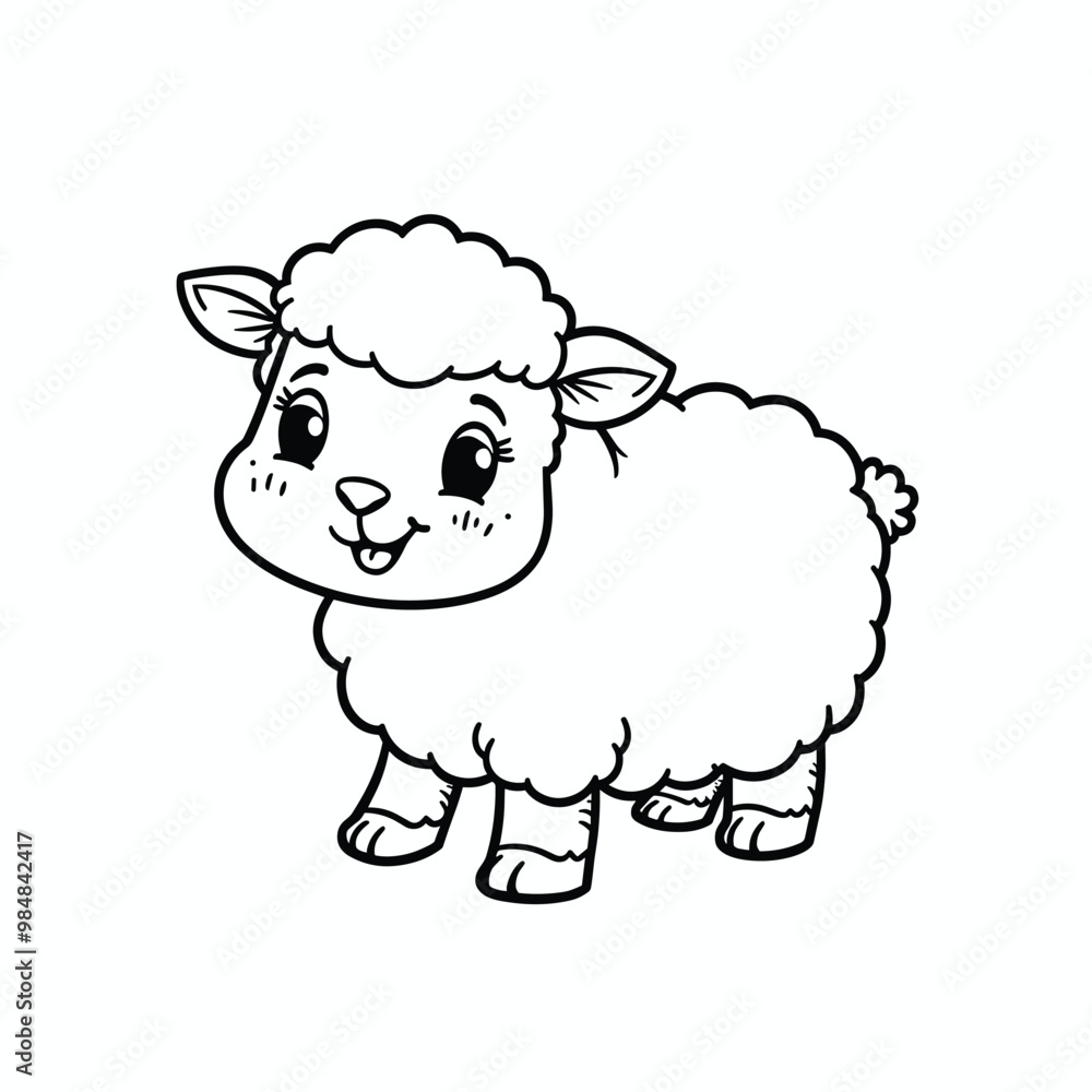 Cute cartoon lamb with fluffy wool and a cheerful expression, perfect for children's illustrations. Cute cartoon lamb with fluffy wool and a cheerful expression, perfect for children's illustrations.