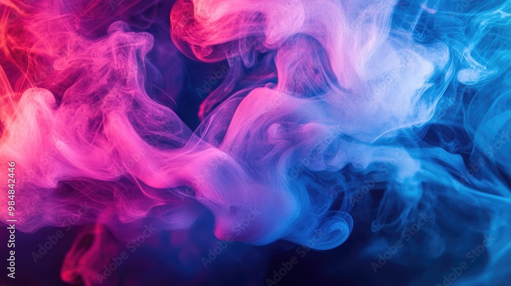 A dramatic swirl of colorful smoke in vibrant hues of pink, blue, and purple, creating an artistic and ethereal effect against a dark background. A dramatic swirl of colorful smoke in vibrant hues of pink, blue, and purple, creating an artistic and ethereal effect against a dark background.