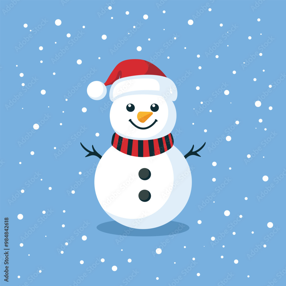a snowman with a Santa hat illustration a snowman with a Santa hat illustration