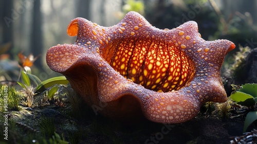 Close-Up of a Vibrant Tropical Flower in a Lush Rainforest