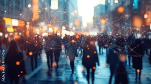 A dynamic image of people in different locations connected by digital lines and nodes, symbolizing a global digital network that enables real-time communication and collaboration.