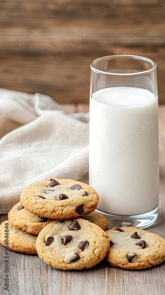 Chocolate Chip Cookies and Milk - Rustic Tabletop Indulgence with Warm Golden Light Perfect for Food Photography Dessert Inspiration and Cozy Home Settings Chocolate Chip Cookies and Milk - Rustic Tabletop Indulgence with Warm Golden Light Perfect for Food Photography Dessert Inspiration and Cozy Home Settings