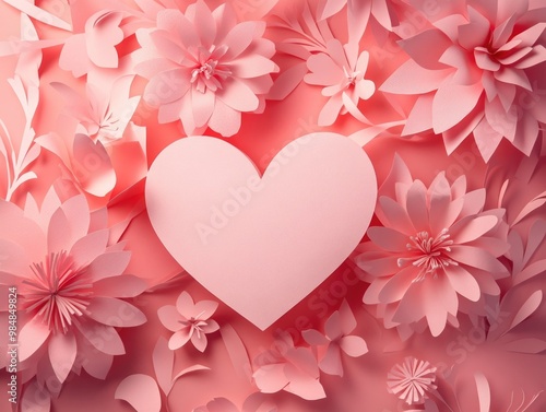 Pink Paper Flower Heart Bouquet