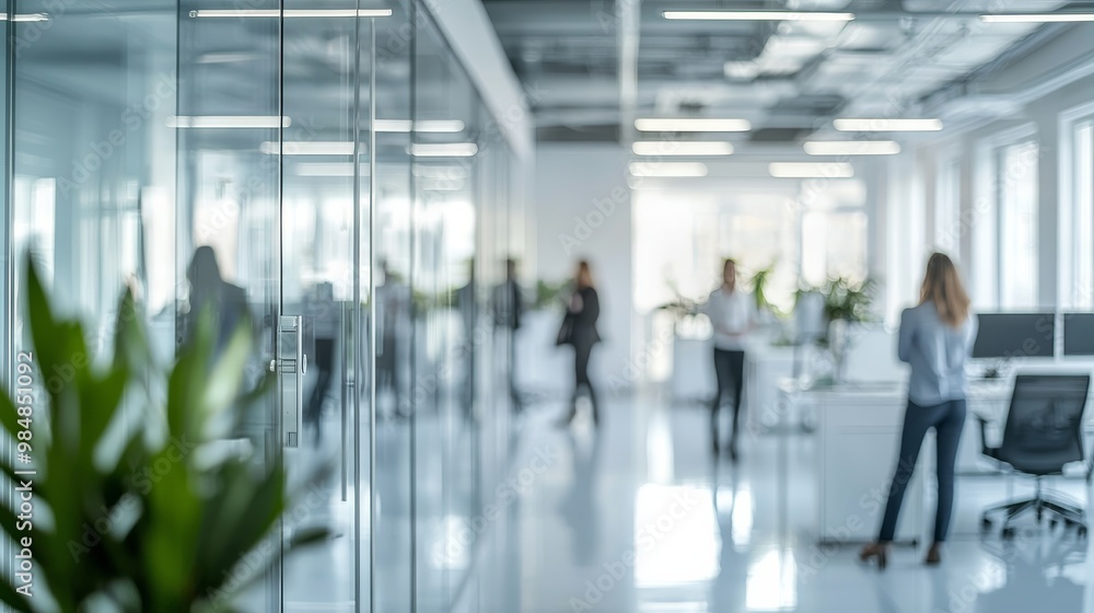 Blurred View of an Office Through Glass Doors, Glass, Office, Blurred Blurred View of an Office Through Glass Doors, Glass, Office, Blurred