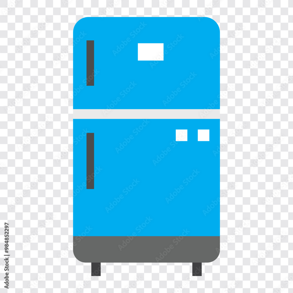 Isolated vector fridge icon. Kitchen freezer with snowflake symbol. Home food cooler. Sticker, label, badge flat design. EPS 10. Isolated vector fridge icon. Kitchen freezer with snowflake symbol. Home food cooler. Sticker, label, badge flat design. EPS 10.