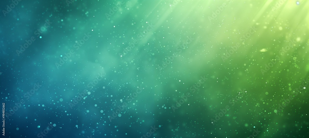 Naklejka premium A background with a gradient of green and blue, with a few light particles on the left side.