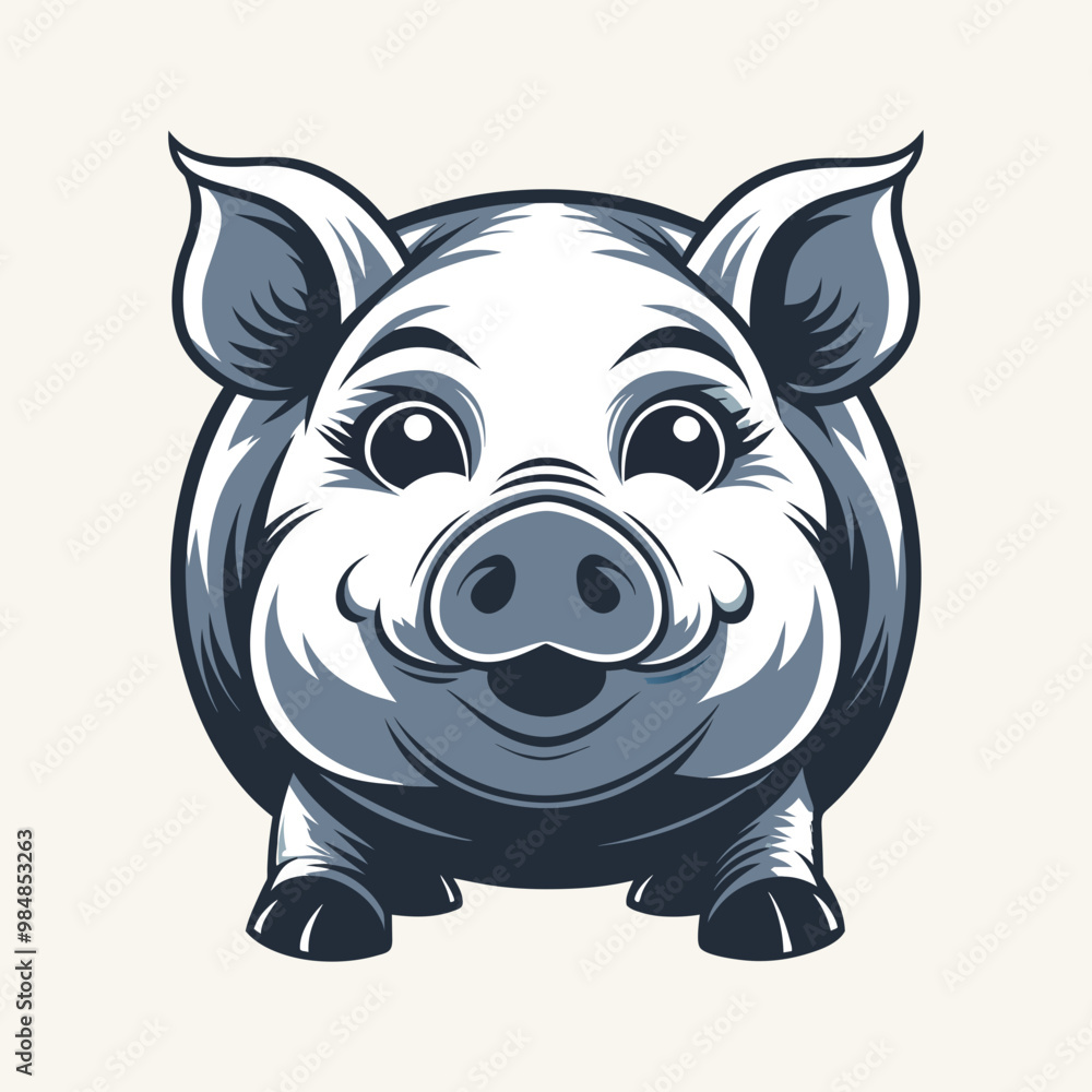 Naklejka premium Piggy Bank Logo, Vector Illustration for Finance and Savings-Themed Branding