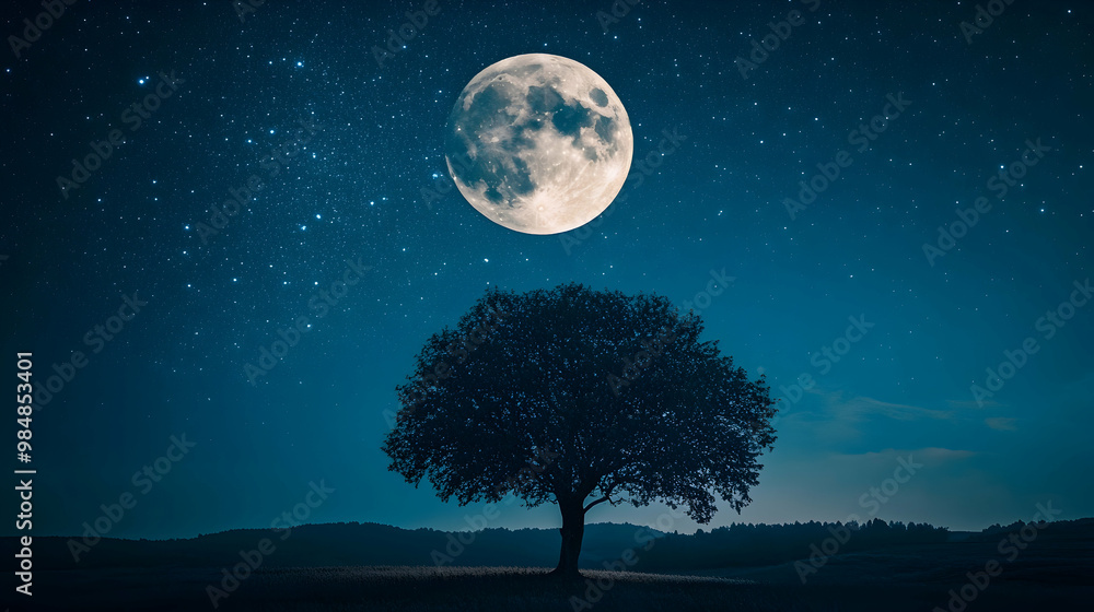 Naklejka premium full moon over the moon