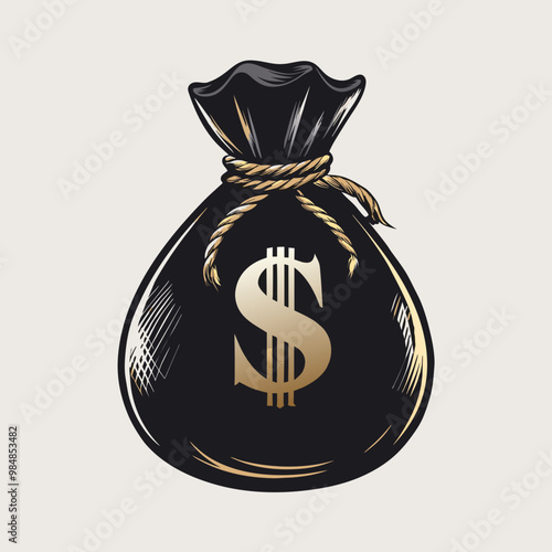 Money Bag Logo with Dollar Sign, Vector Graphic for Finance and Banking Branding